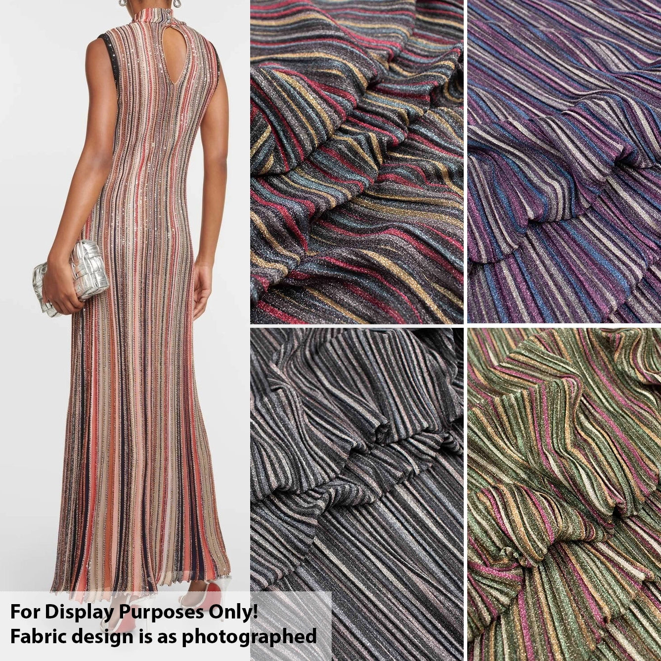 Pleated Metallic Ribbed-Knit