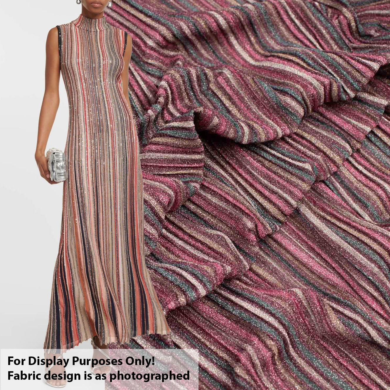 Pleated Metallic Ribbed-Knit