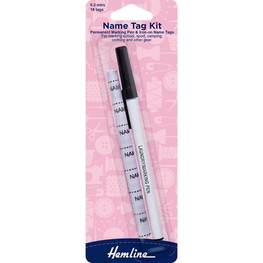 Hemlien Name Tag Kit - Pen and Iron-On Tags 18 Tags