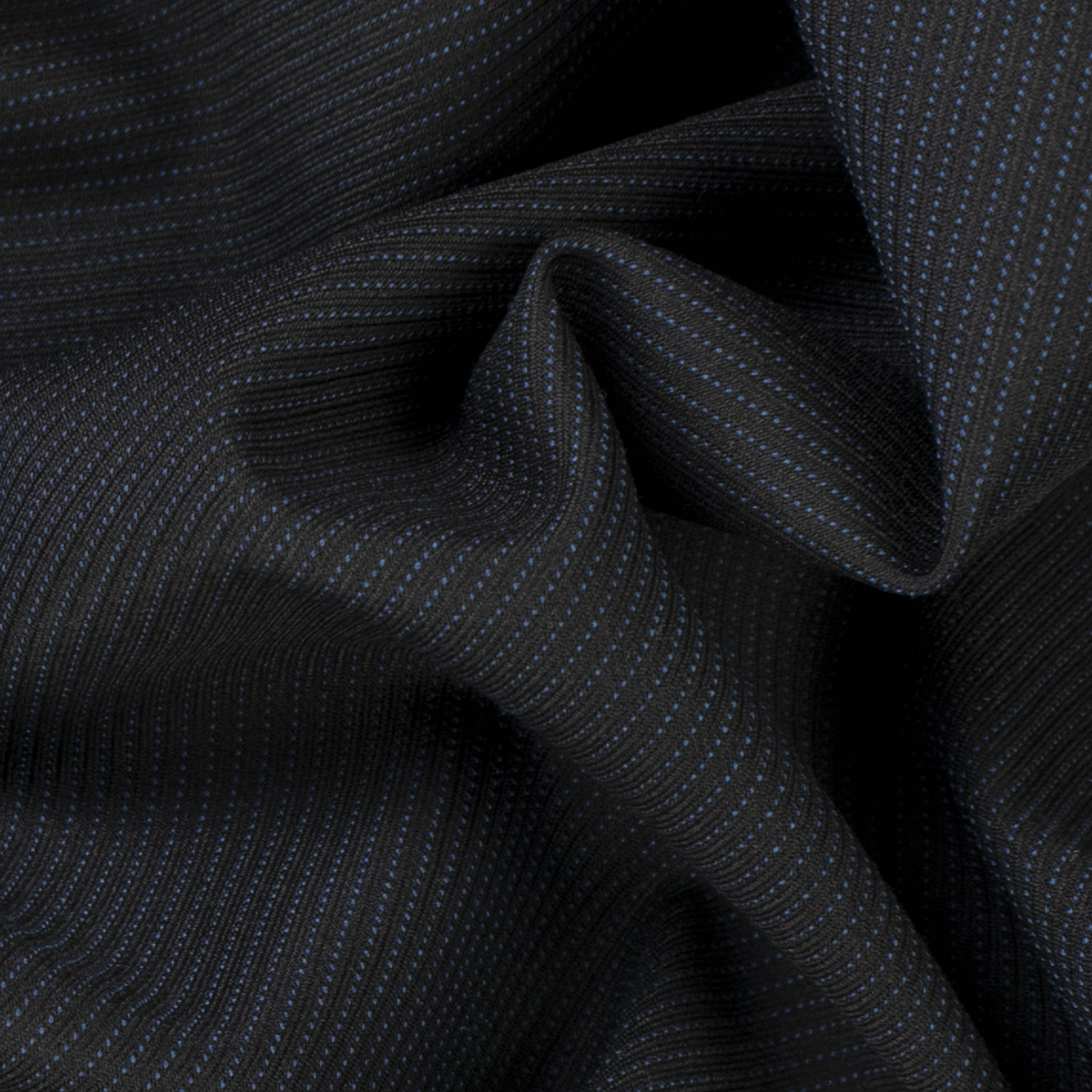 Japanese Nikkei Crepe Suiting - Black Navy Pinstripe