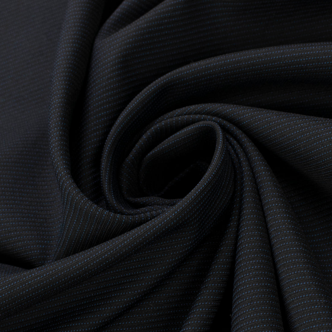 Japanese Nikkei Crepe Suiting - Black Navy Pinstripe