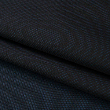 Japanese Nikkei Crepe Suiting - Black Navy Pinstripe