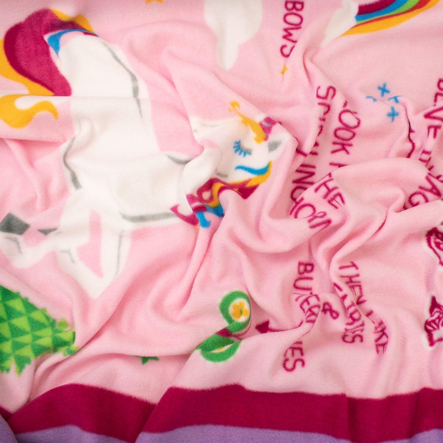 Pink Letter Print Printed Polar Fleece Design 132 - 1.28M Panel