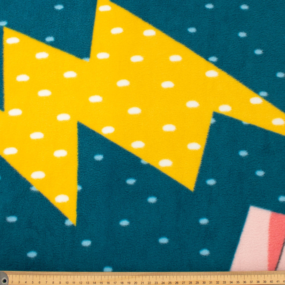 Lightning Bolt On Blue Printed Polar Fleece Design 15 - 1.28M Panel