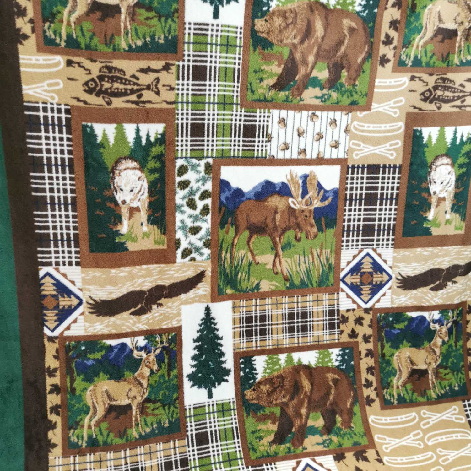Christmas Plaid Elements Printed Polar Fleece Design 156 - 1.85M Panel