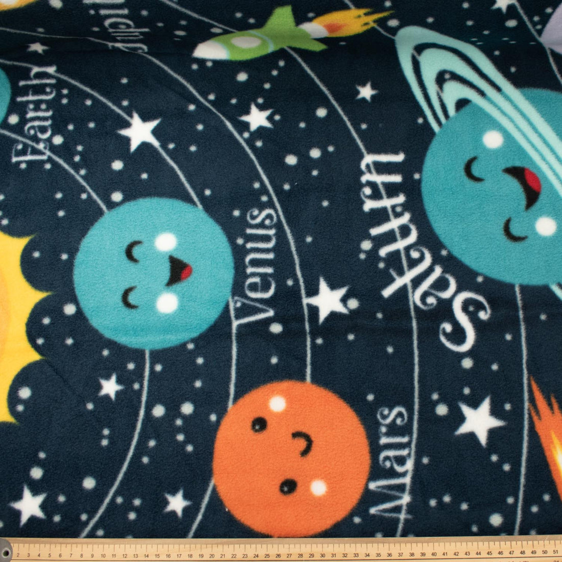 Happy Solar System Printed Polar Fleece Design 24 - 1.28M Panel