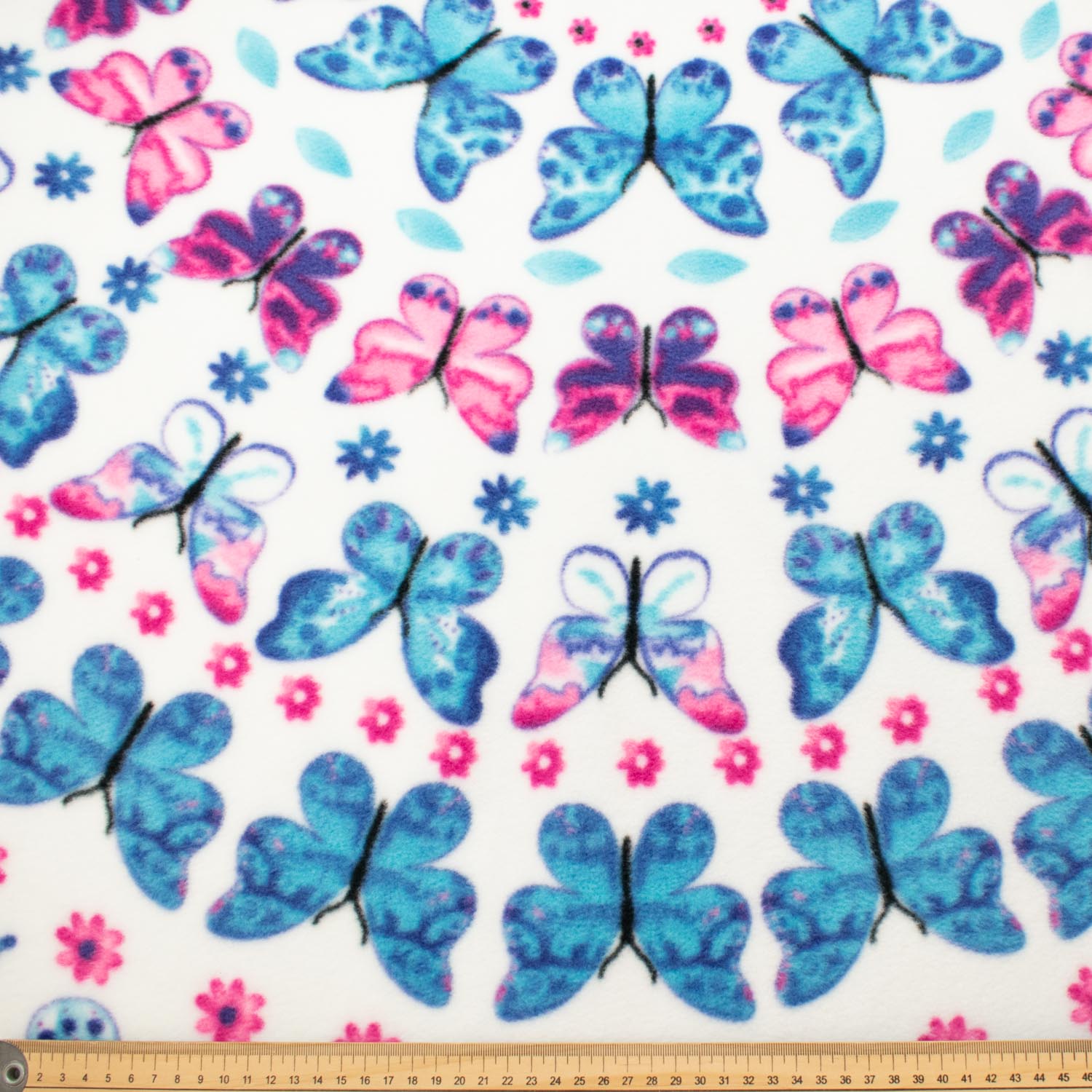 Colourful Abstract Pattern on White Printed Polar Fleece Design 91 - 1.85M Panel