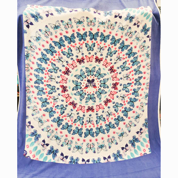 Colourful Abstract Pattern on White Printed Polar Fleece Design 91 - 1.85M Panel