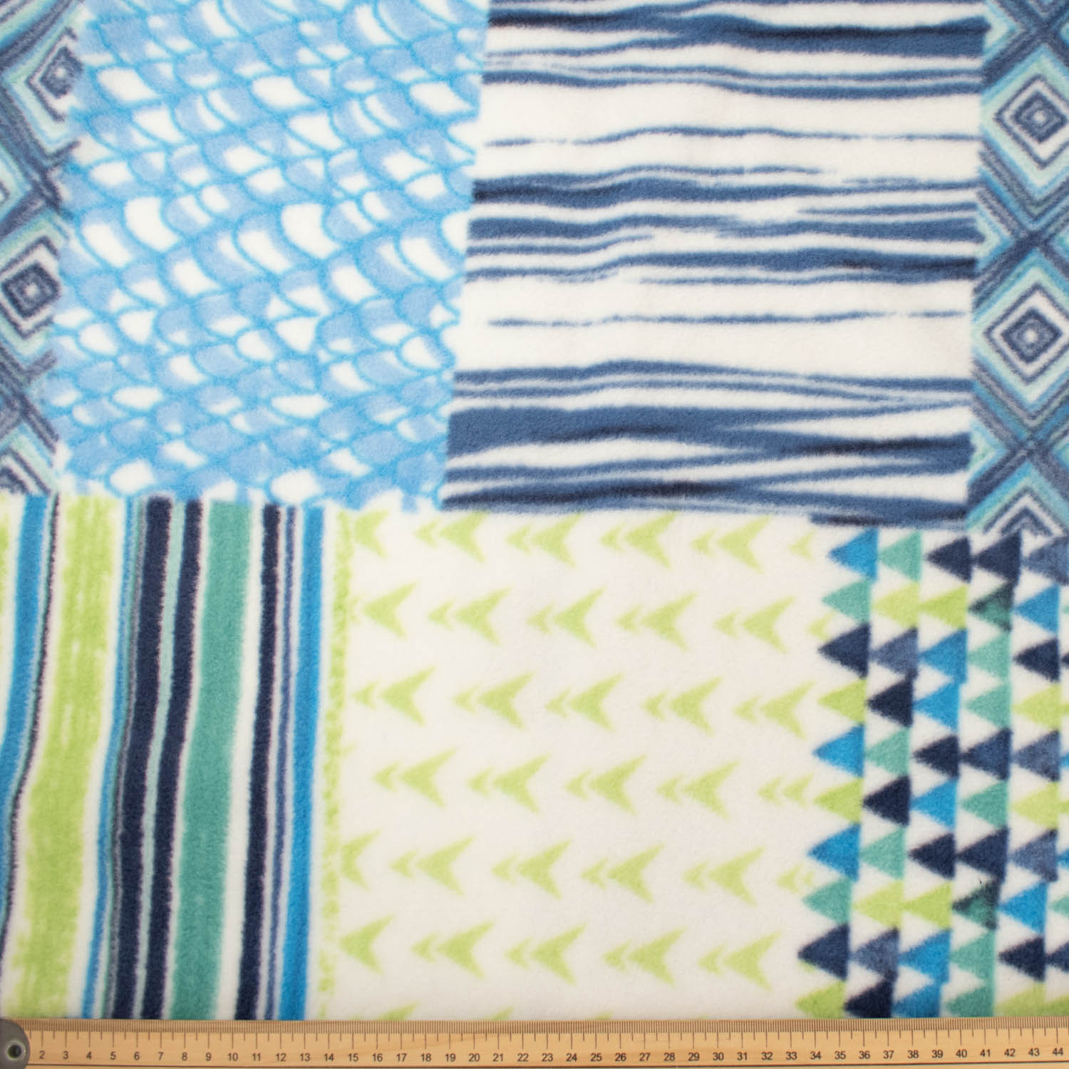 Assorted Geometric Squares Printed Polar Fleece Design 92 - 1.28M Panel