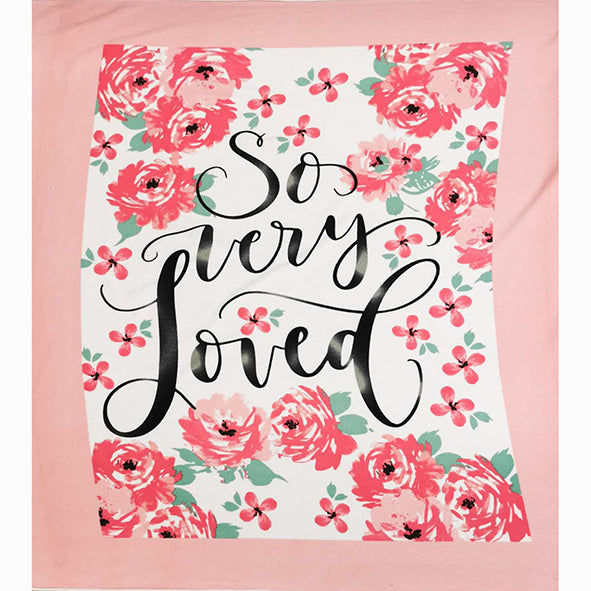 Pink Flowers on White Printed Polar Fleece Design 96 - 1.28M Panel