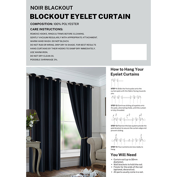 Stage Curtains - Jet Black Black Ready to Hang Blackout Eyelet Curtains