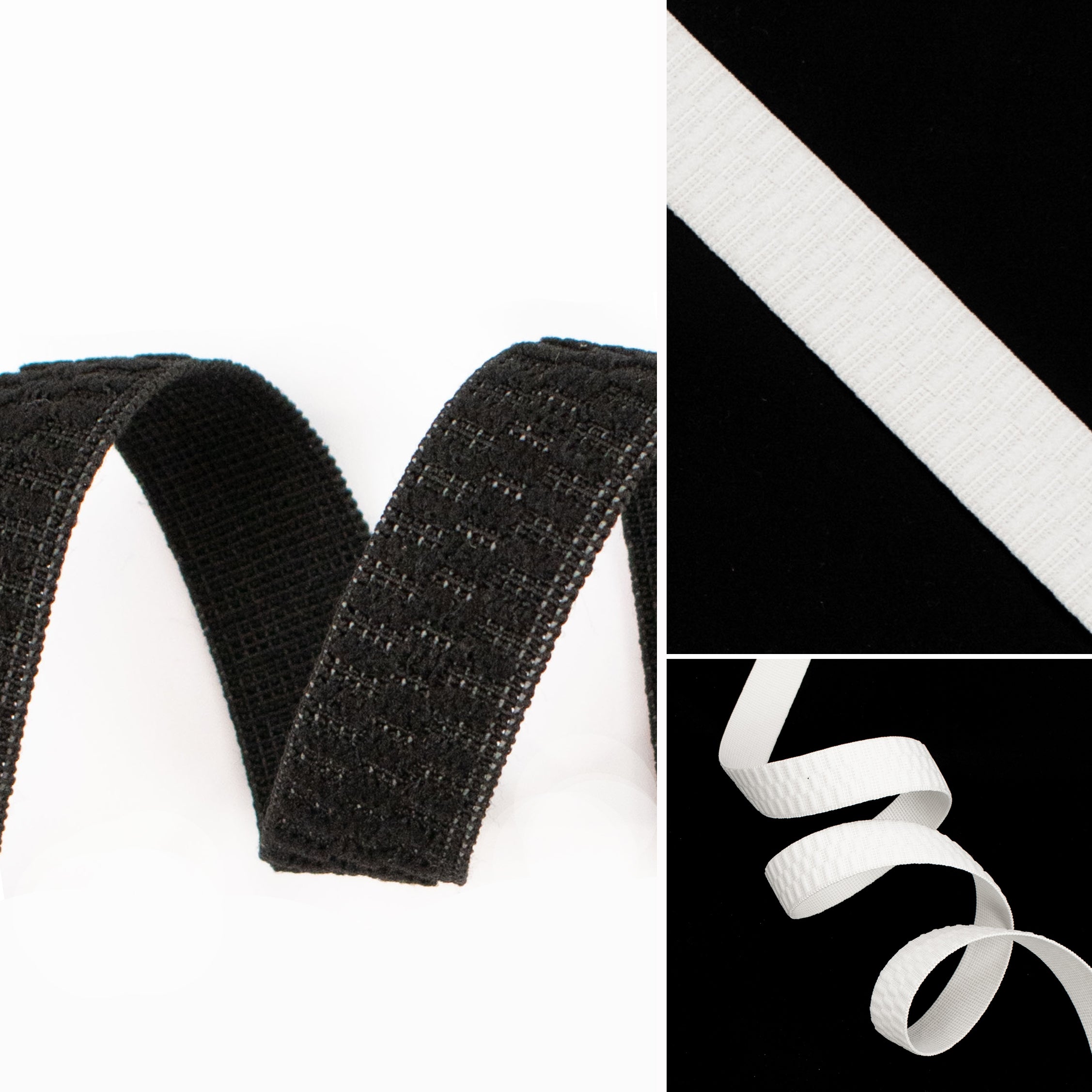20M Roll Soft Ribbed Non-Roll Elastic Black & White