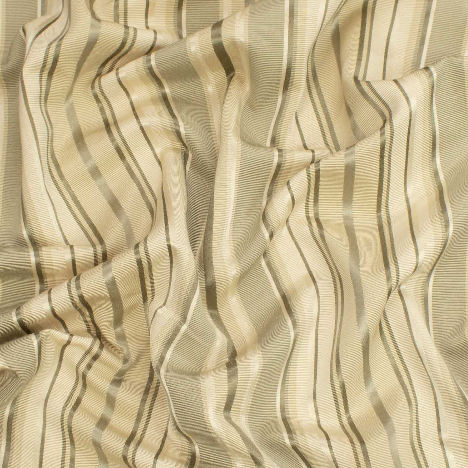 Beige Stripe Jacquard Curtaining/Upholstery by Maurice Kain