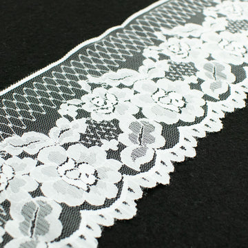 Nylon Lace Trim Design-20 White Floral Vines 110mm