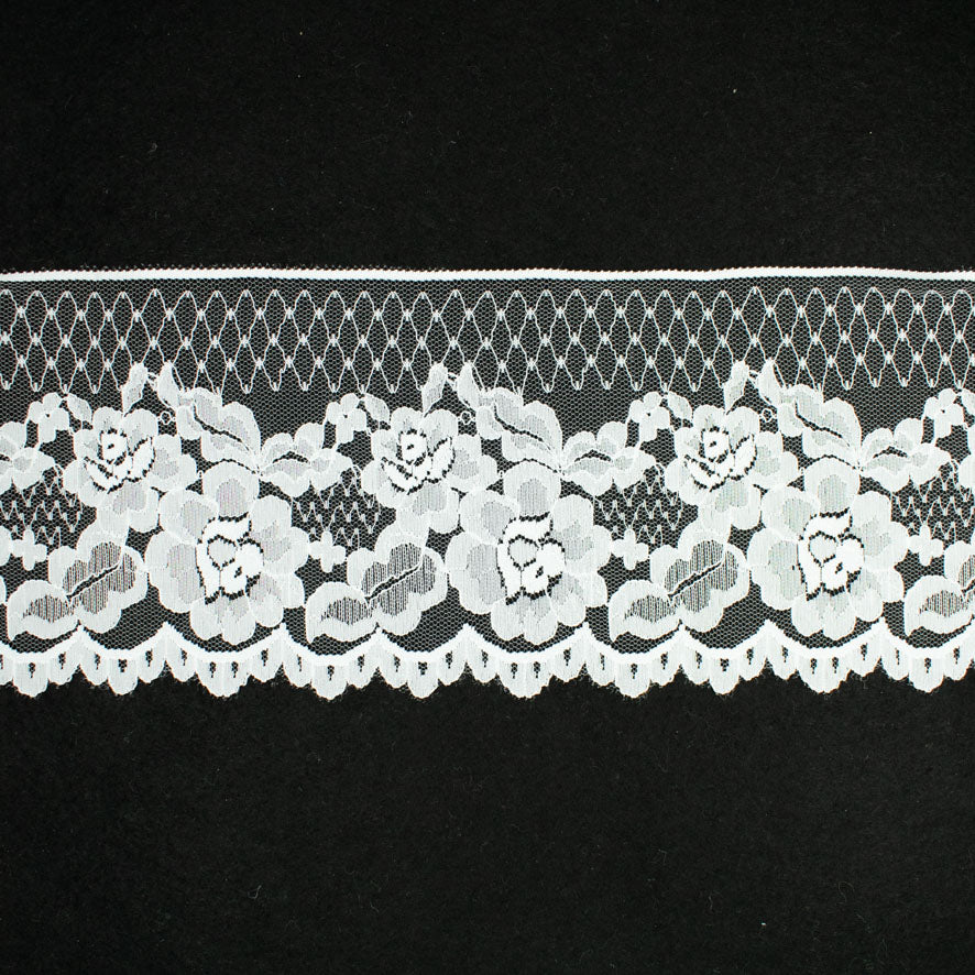 Nylon Lace Trim Design-20 White Floral Vines 110mm