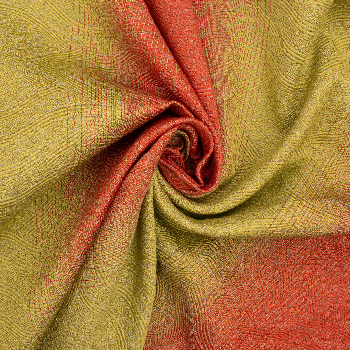 Ombre Shaded Brocade Suiting/Upholstery Fabric in Lime/Orange
