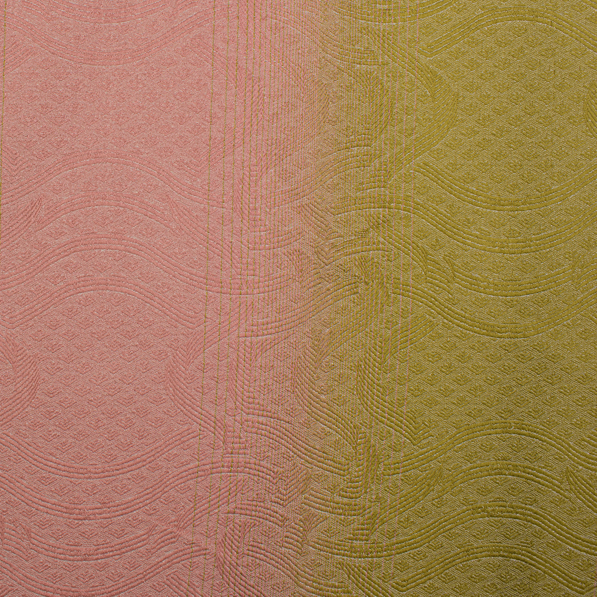 Ombre Shaded Brocade Suiting/Upholstery Fabric in Lime/Pink