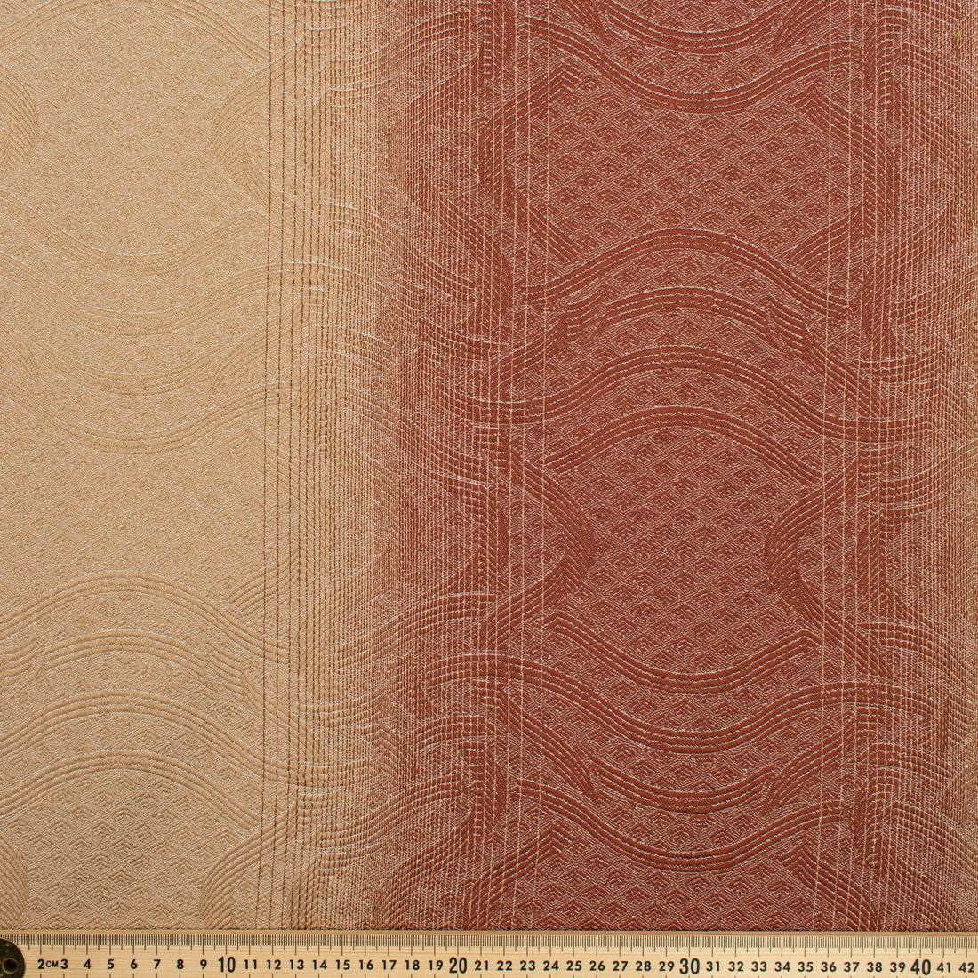 Ombre Shaded Brocade Suiting/Upholstery Fabric in Beige/Maroon
