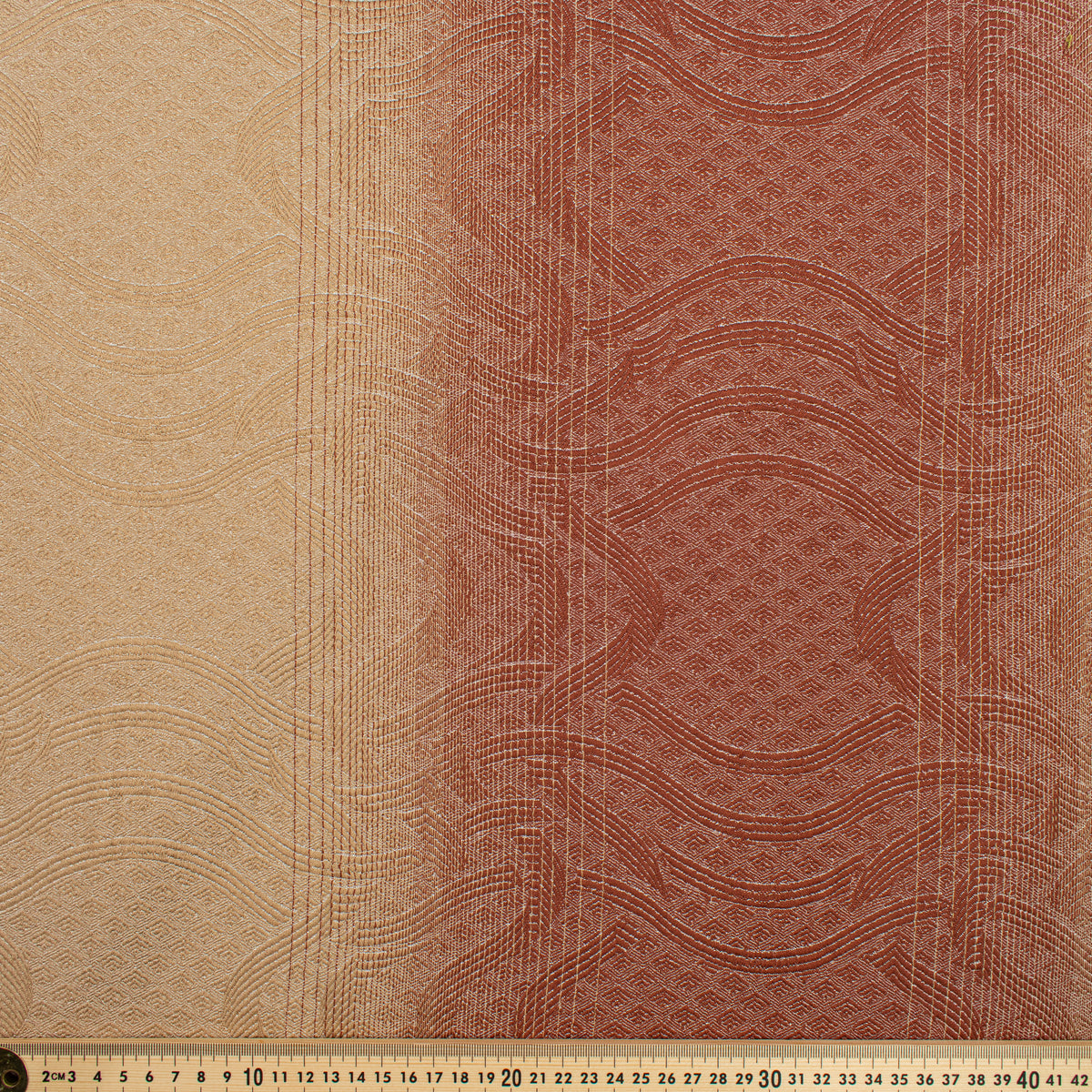 Ombre Shaded Brocade Suiting/Upholstery Fabric in Beige/Maroon