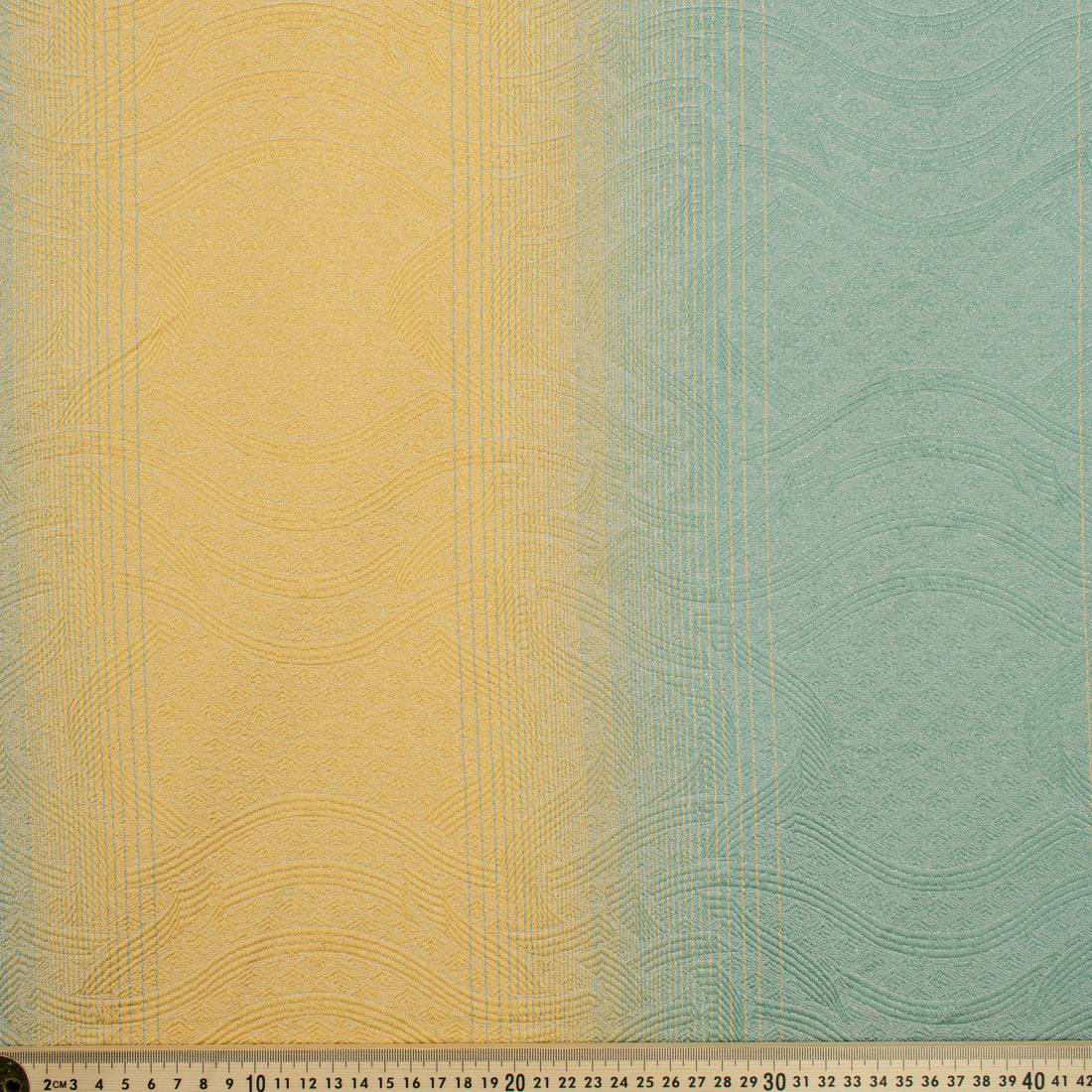 Ombre Shaded Brocade Suiting/Upholstery Fabric in Aqua/Yellow