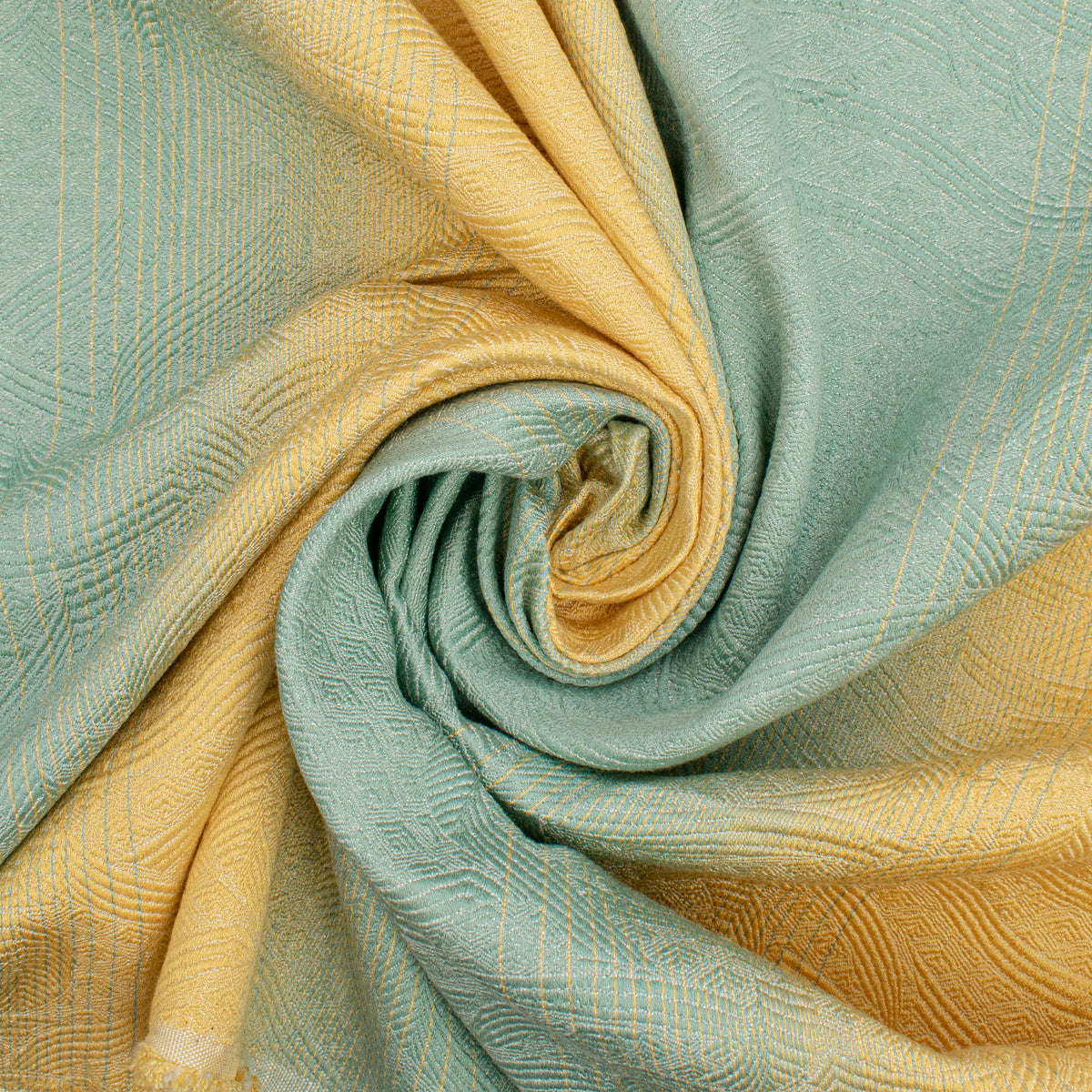 Ombre Shaded Brocade Suiting/Upholstery Fabric in Aqua/Yellow