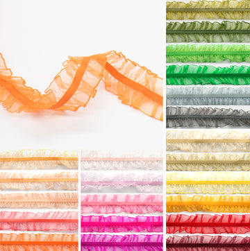 Frilled Organza Elastic Lace Trim 25mm -  Design 2