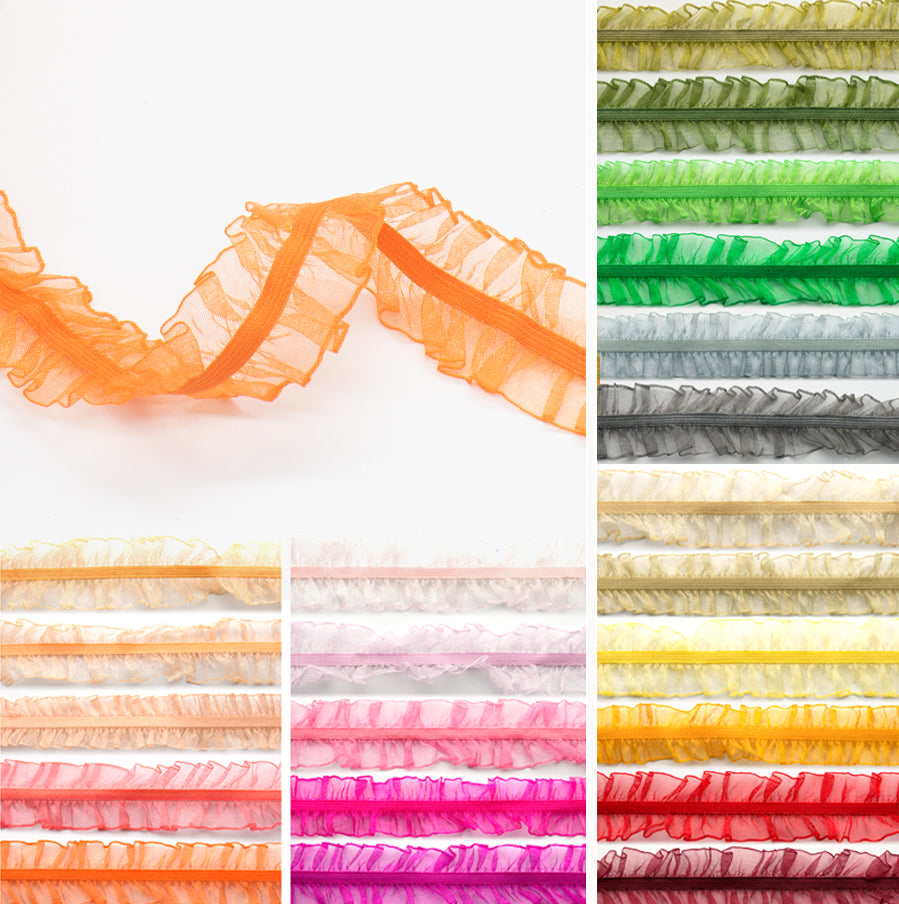 Frilled Organza Elastic Lace Trim 25mm -  Design 2