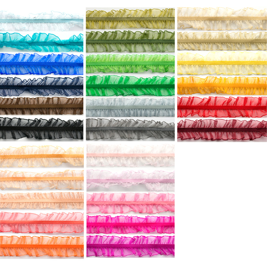 Frilled Organza Elastic Lace Trim 25mm -  Design 2