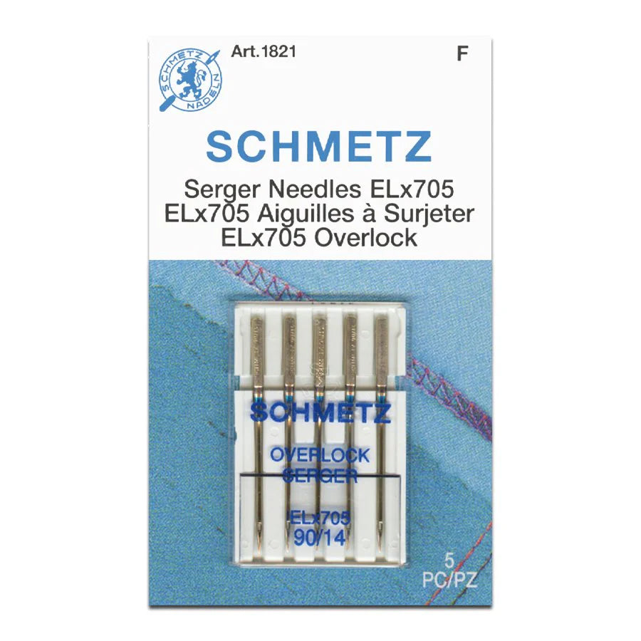 Schmetz Sewing Machine Needles Overlock Serger 90/14 - 5 Per Cassette