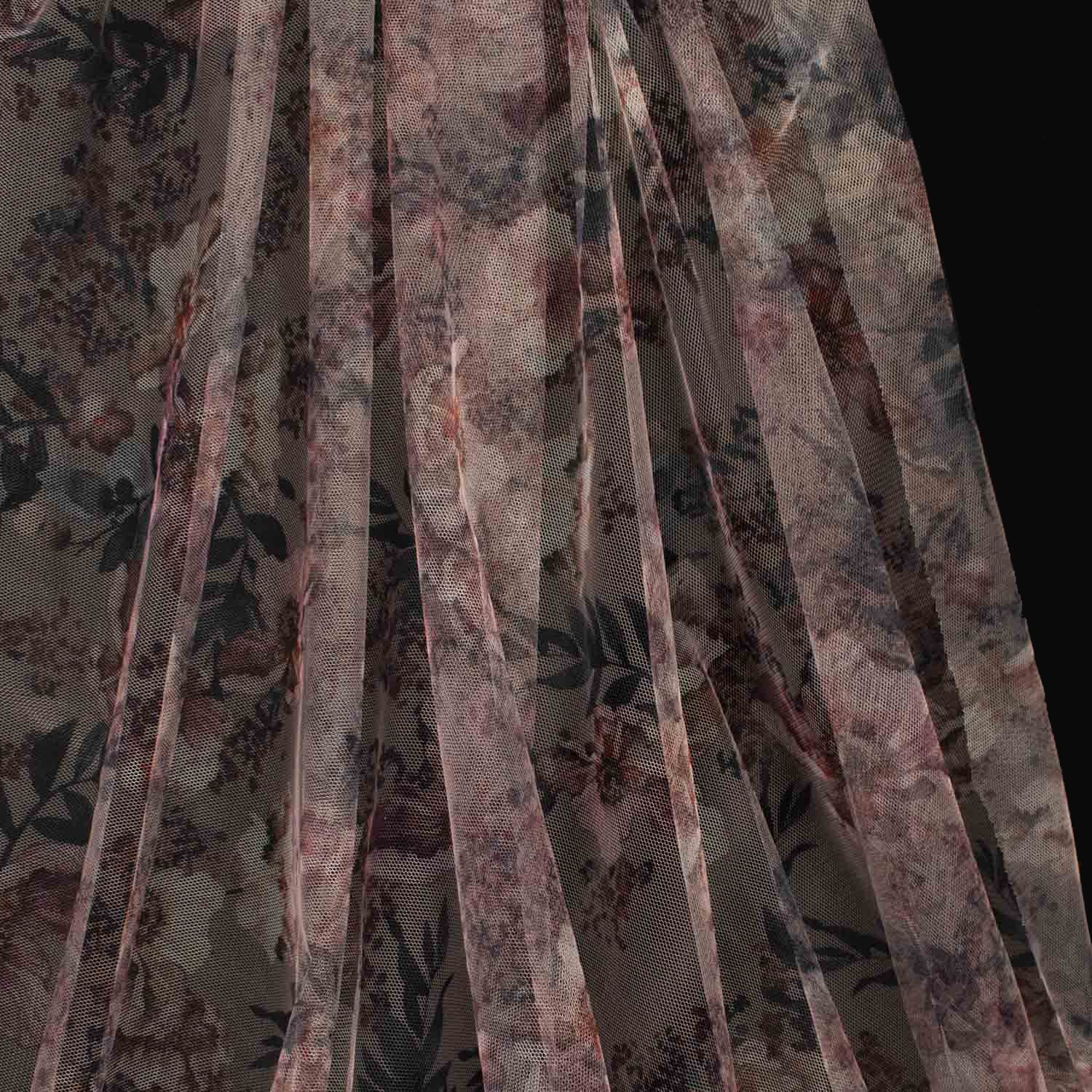 Digital Printed Fine Soft English Tulle Pale Pink Poppy