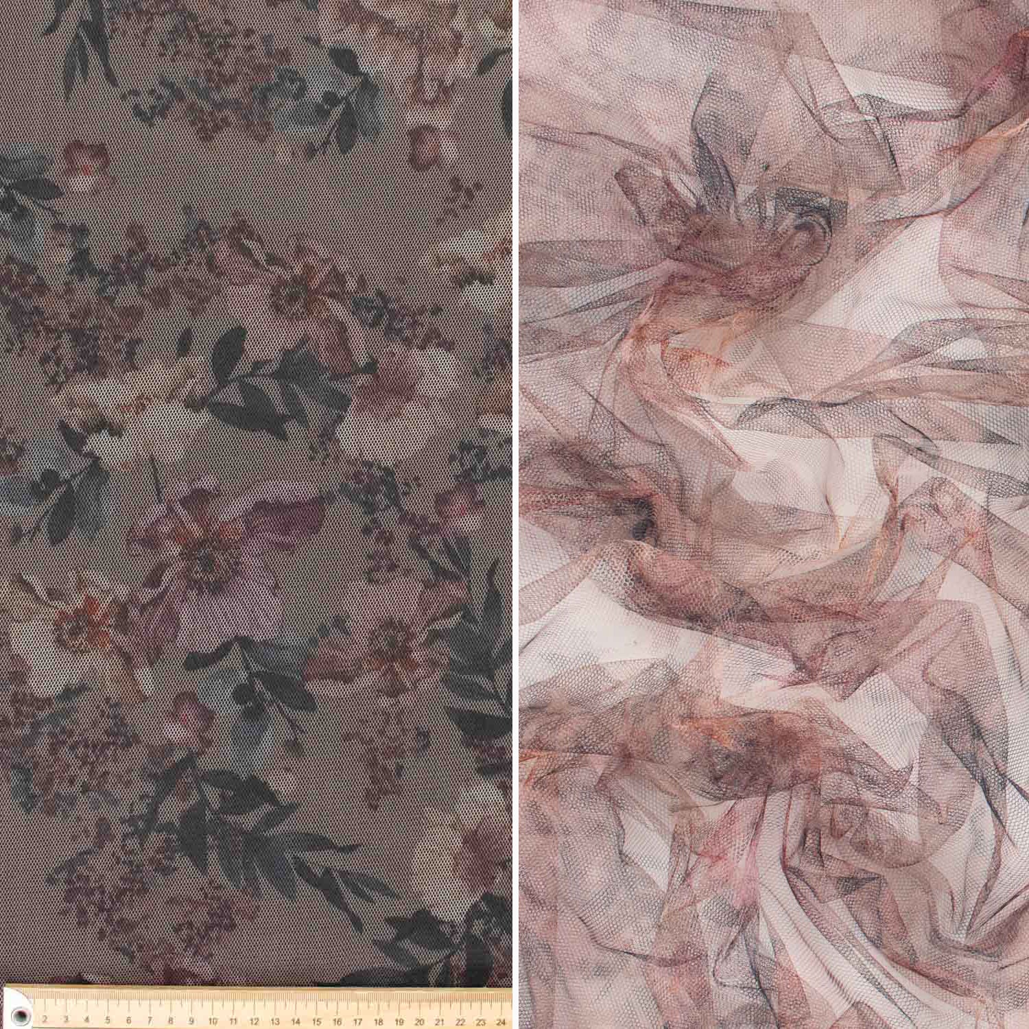 Digital Printed Fine Soft English Tulle Pale Pink Poppy