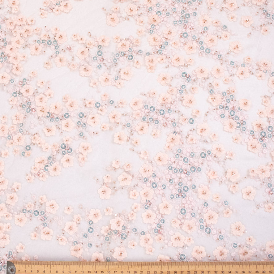 Pathan Collection Embroidered Couture Laces – Design-1226 Baby Pink 3D Flowers