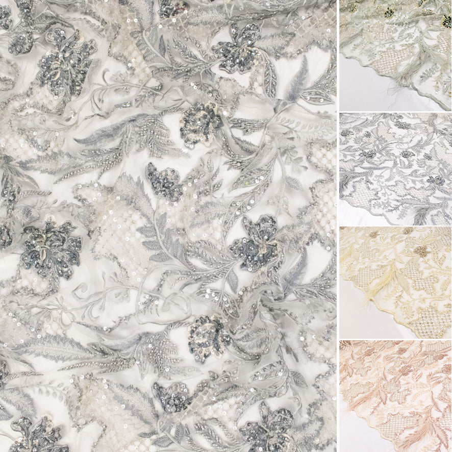 Pathan Collection Embroidered Couture Laces – Design-2441 3D Floral and Luxurious Feather