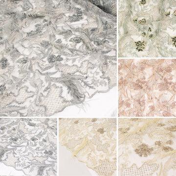 Pathan Collection Embroidered Couture Laces – Design-2441 3D Floral and Luxurious Feather