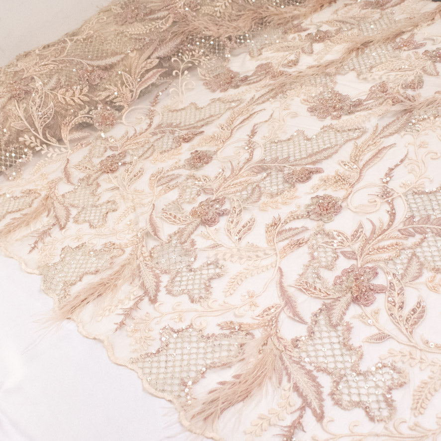 Pathan Collection Embroidered Couture Laces – Design-2441 3D Floral and Luxurious Feather