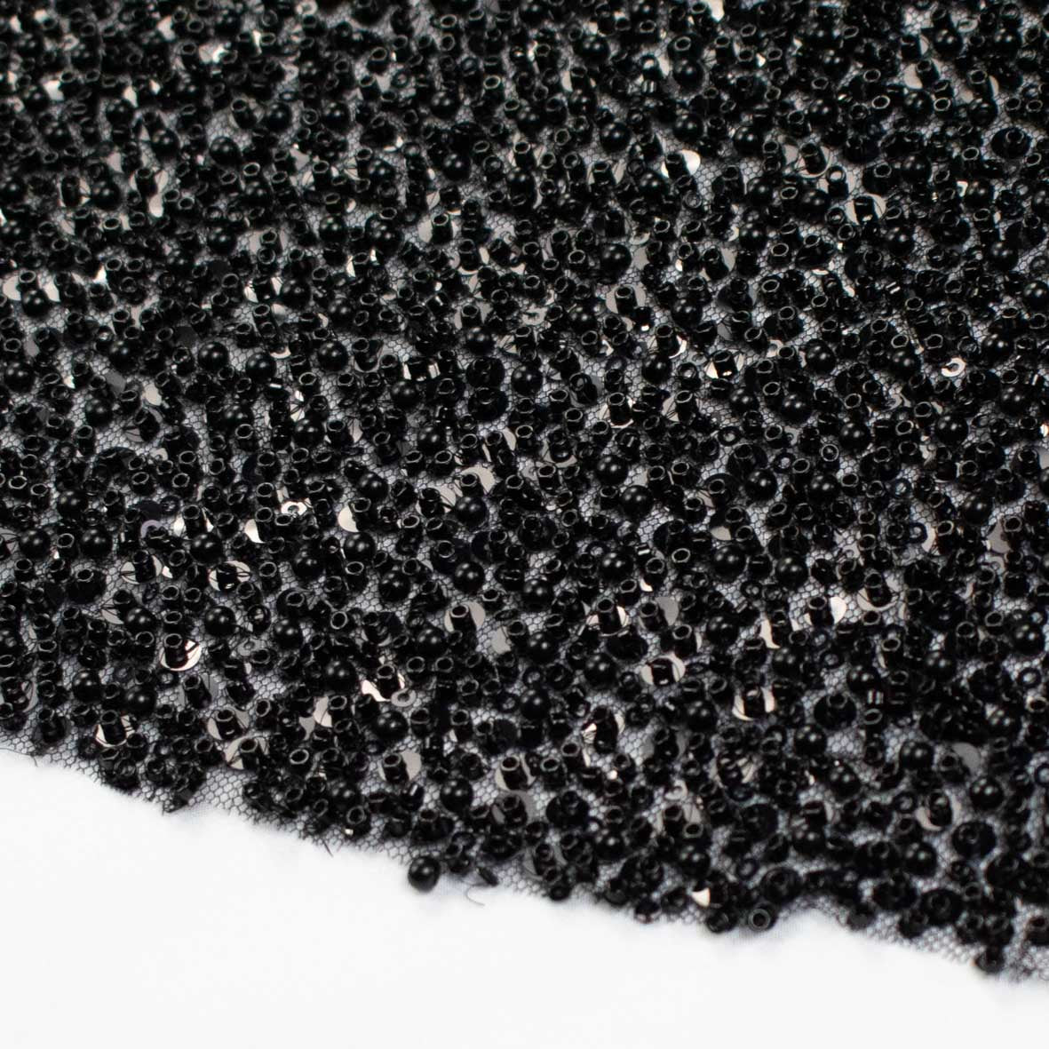 Luxury Pearl & Crystal Beaded Sequins Mesh Lace – SS41900 Black