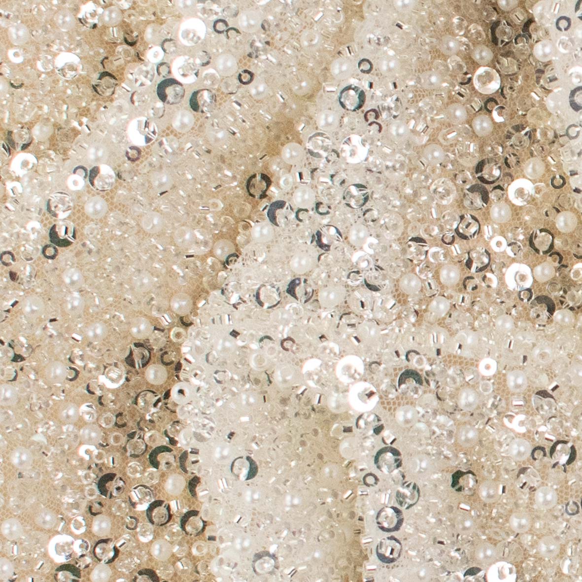 Luxury Pearl & Crystal Beaded Sequins Mesh Lace – SS41900 White