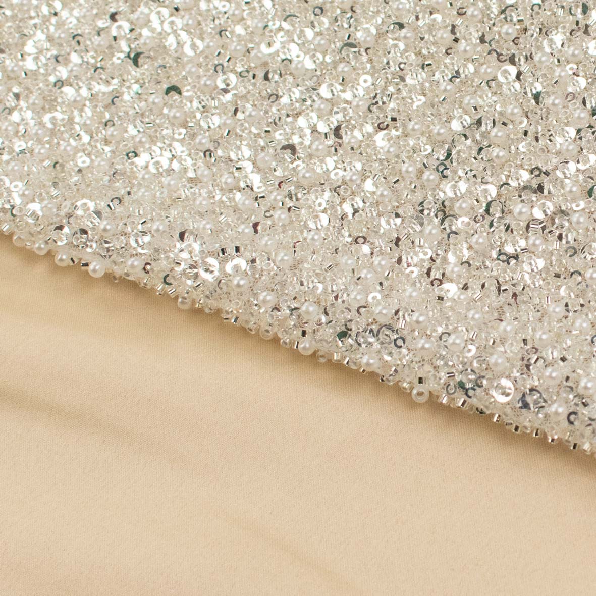 Luxury Pearl & Crystal Beaded Sequins Mesh Lace – SS41900 White