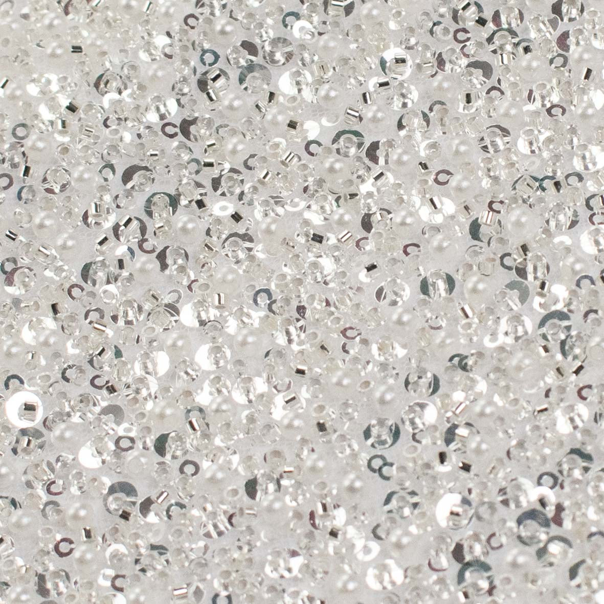 Luxury Pearl & Crystal Beaded Sequins Mesh Lace – SS41900 White