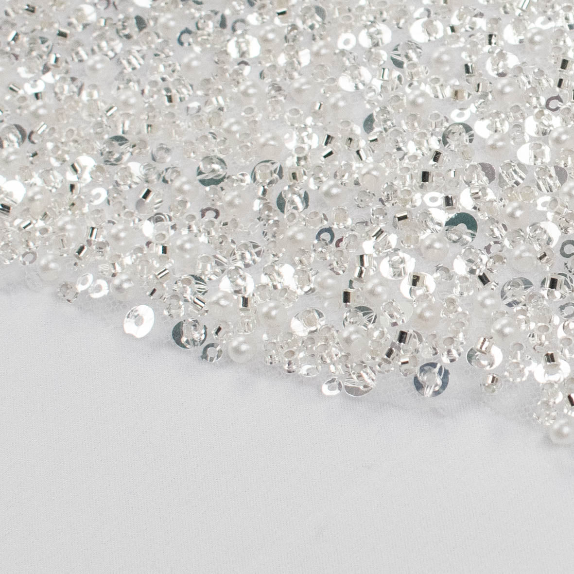 Luxury Pearl & Crystal Beaded Sequins Mesh Lace – SS41900 White