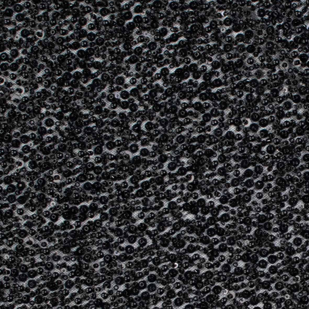 Luxury Pearl & Crystal Beaded Sequins Mesh Lace – SS41900 Black