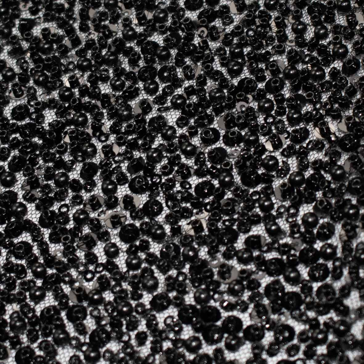 Luxury Pearl & Crystal Beaded Sequins Mesh Lace – SS41900 Black