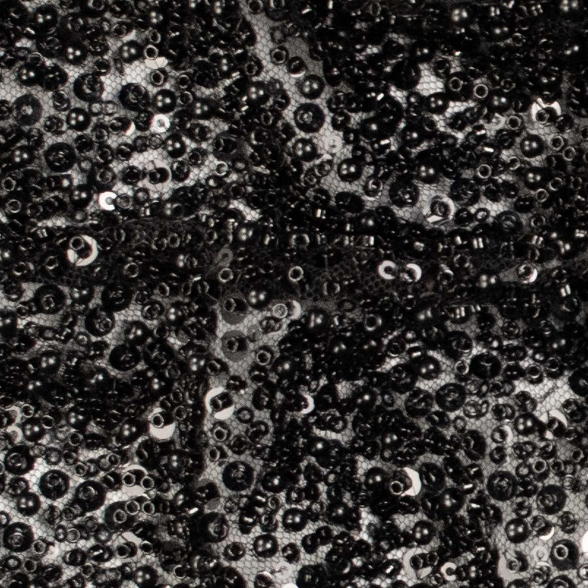 Luxury Pearl & Crystal Beaded Sequins Mesh Lace – SS41900 Black