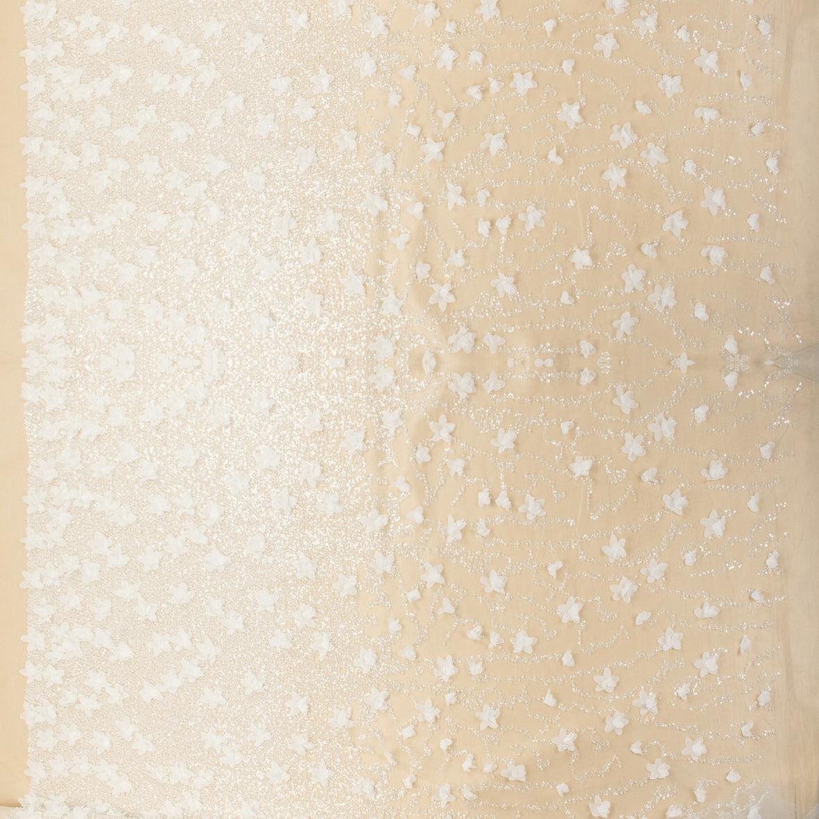 Luxury Pearl & Crystal Beaded Sequins Mesh Lace – SS41901 White 3D Flowers Ombre Heavy Border