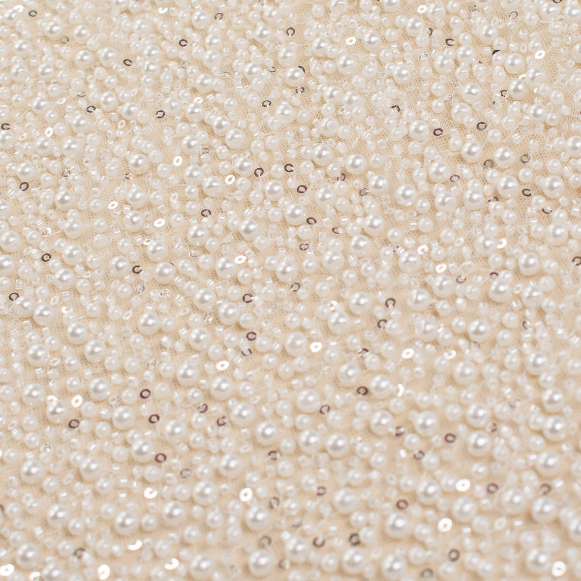 Luxury Pearl & Crystal Beaded Sequins Mesh Lace – SS41903 White