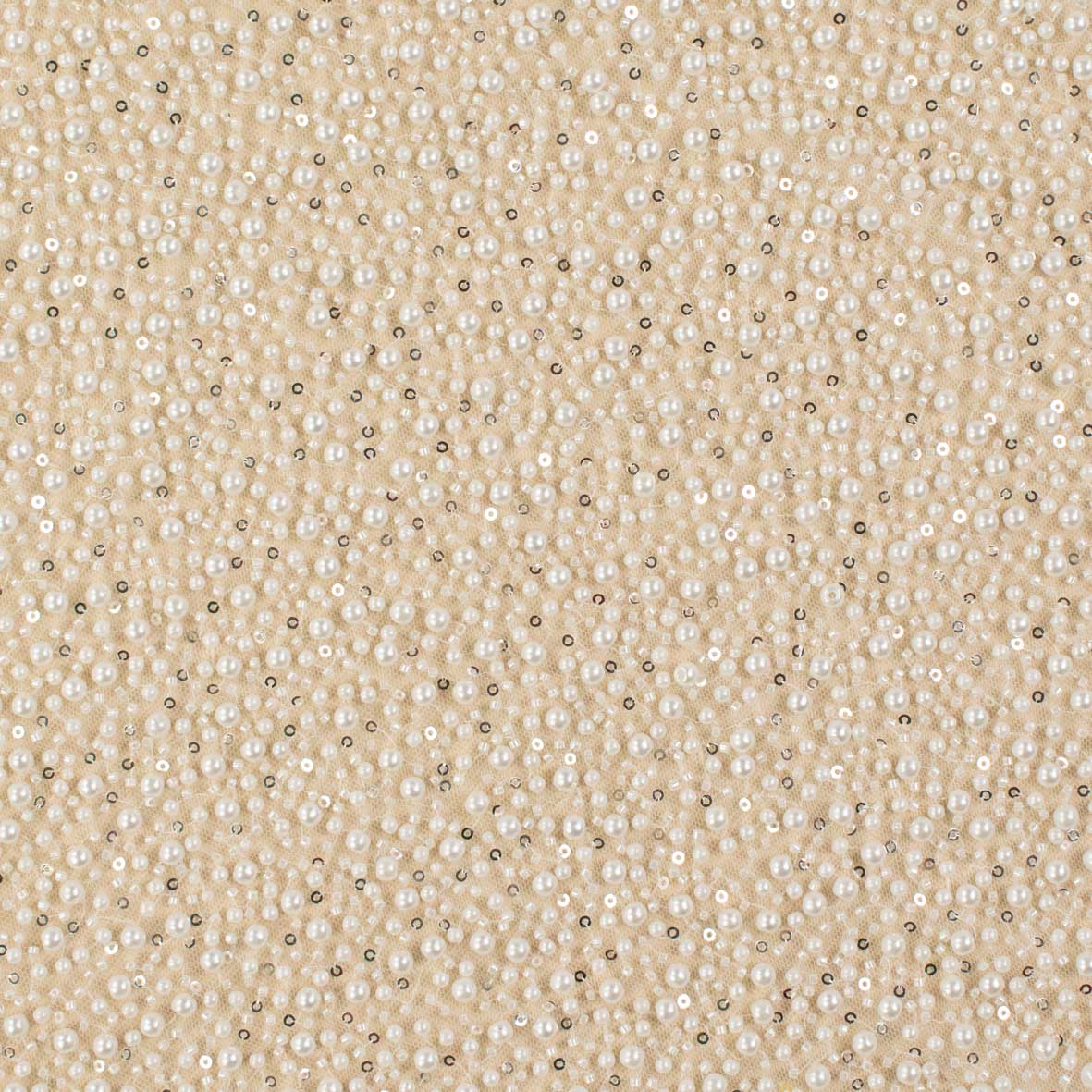 Luxury Pearl & Crystal Beaded Sequins Mesh Lace – SS41903 White