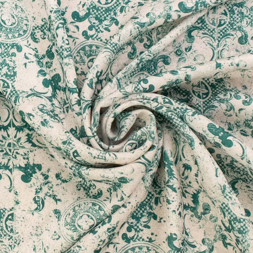 Pearl Silk Crush Digital Prints Design 7 Green Damask