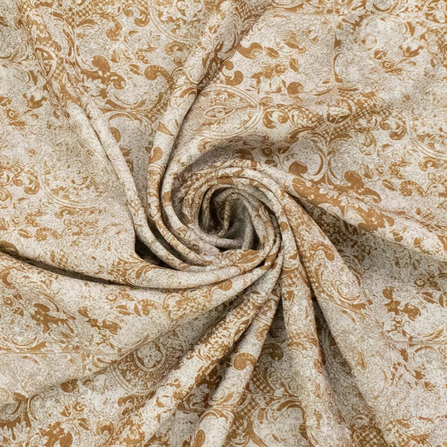 Pearl Silk Crush Digital Prints Design 7 Beige Damask