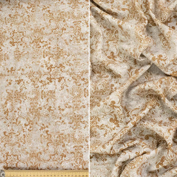 Pearl Silk Crush Digital Prints Design 7 Beige Damask