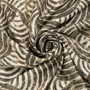 Pearl Silk Crush Digital Prints Design 8 Brown Tribal Echo Waves